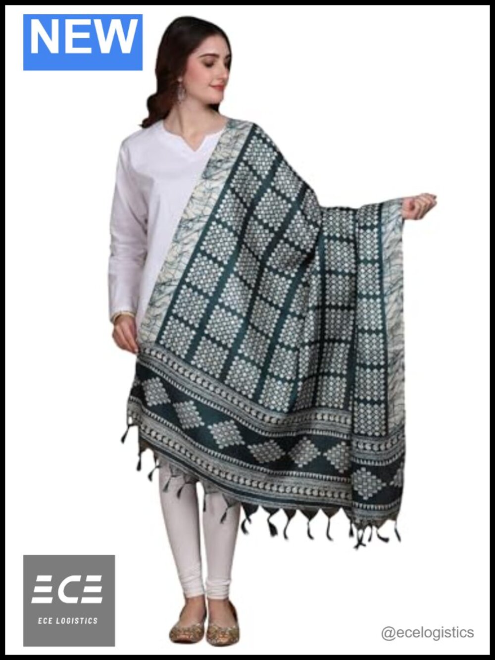 Art Silk Batik Printed Dupatta Fringed Wrap
